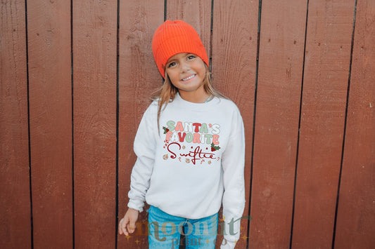 Santa's Favorite Swiftie Merry Swiftmas Friendship Bracelet Tswift Youth Gildan Crewneck  Gift For Swiftie Funny Tee Merry Christmas