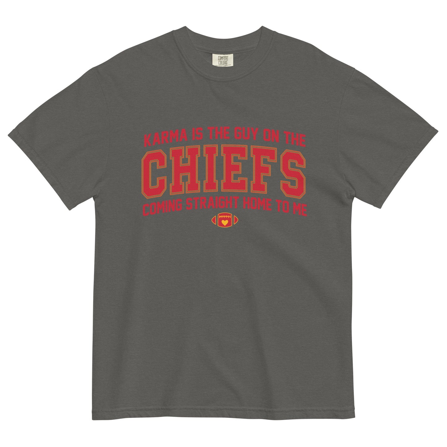 Karma Is The Guy On The Chiefs Comfort Colors Game Day Tee Football Tswift Swiftmas Merry Swiftmas Funny Tee Funny Tshirt