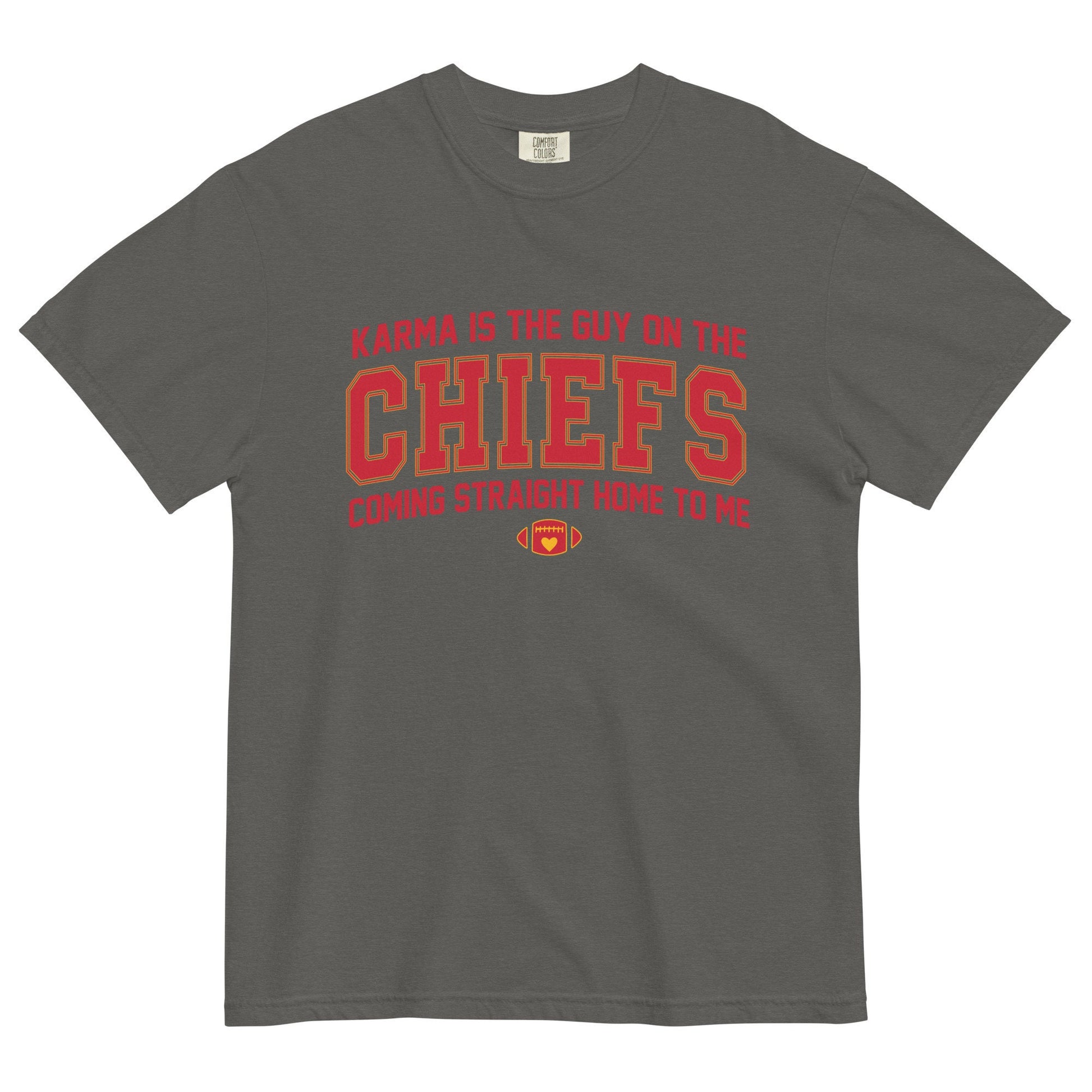 Karma Is The Guy On The Chiefs Comfort Colors Game Day Tee Football Tswift Swiftmas Merry Swiftmas Funny Tee Funny Tshirt