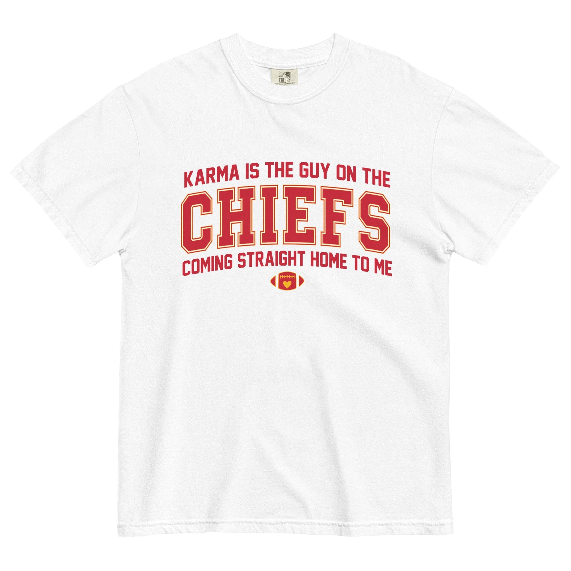 Karma Is The Guy On The Chiefs Comfort Colors Game Day Tee Football Tswift Swiftmas Merry Swiftmas Funny Tee Funny Tshirt