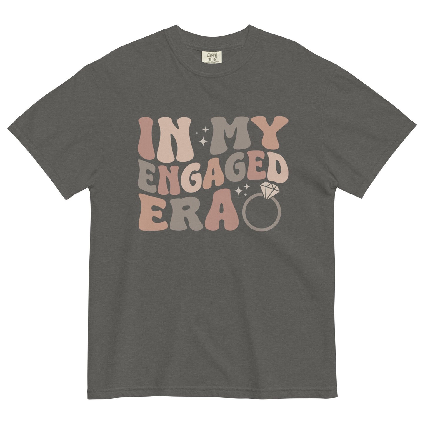 In My Engaged Era Boho Retro Nude Comfort Colors Custom Bride Shirt Engagement Gift Wedding Bridal Shower Bachelorette Future Mrs