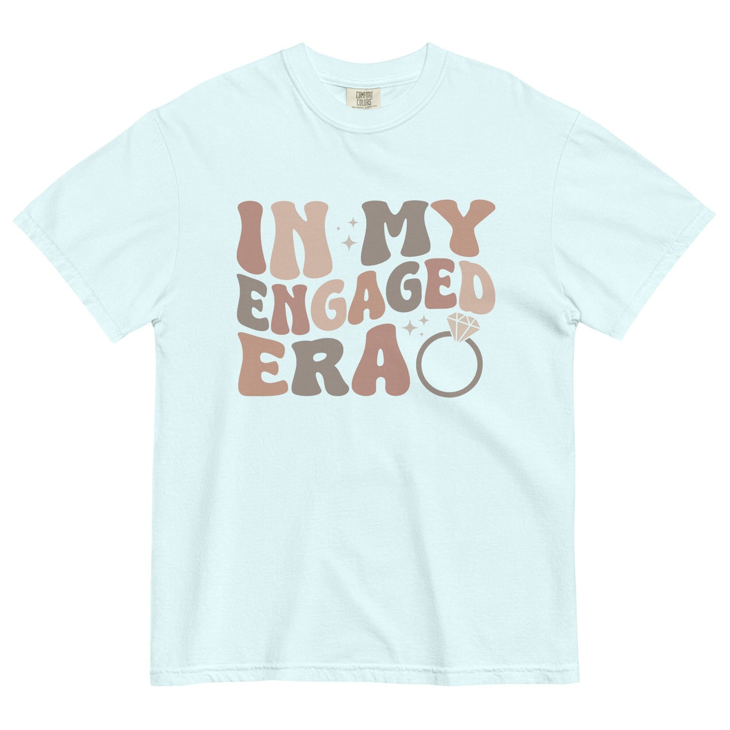 In My Engaged Era Boho Retro Nude Comfort Colors Custom Bride Shirt Engagement Gift Wedding Bridal Shower Bachelorette Future Mrs