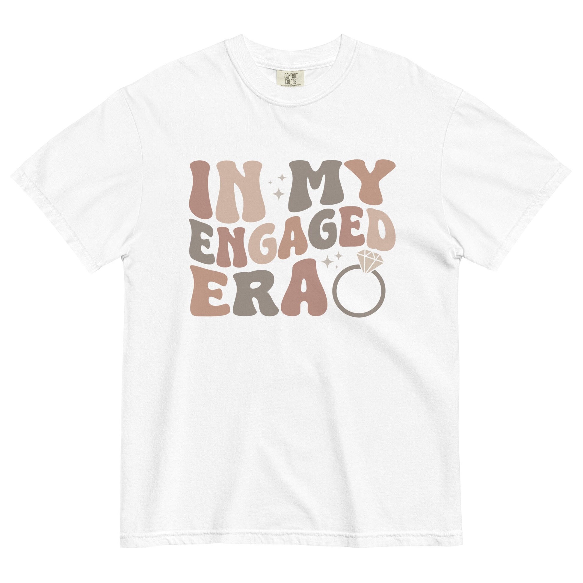 In My Engaged Era Boho Retro Nude Comfort Colors Custom Bride Shirt Engagement Gift Wedding Bridal Shower Bachelorette Future Mrs