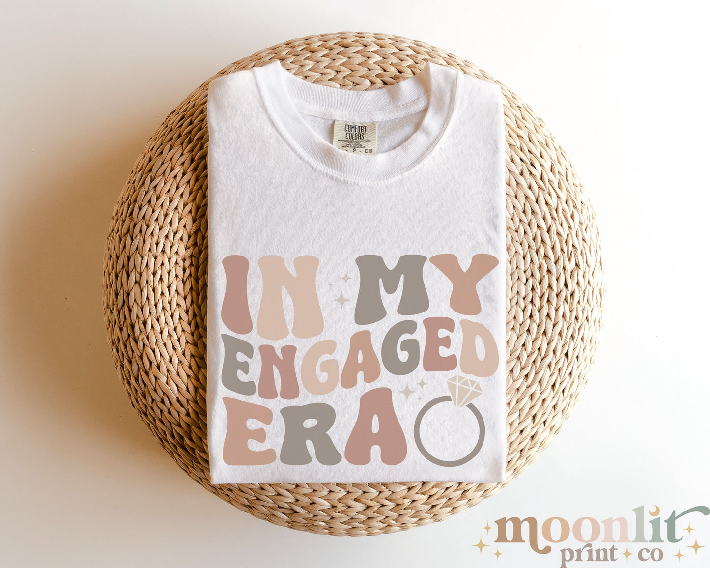 In My Engaged Era Boho Retro Nude Comfort Colors Custom Bride Shirt Engagement Gift Wedding Bridal Shower Bachelorette Future Mrs