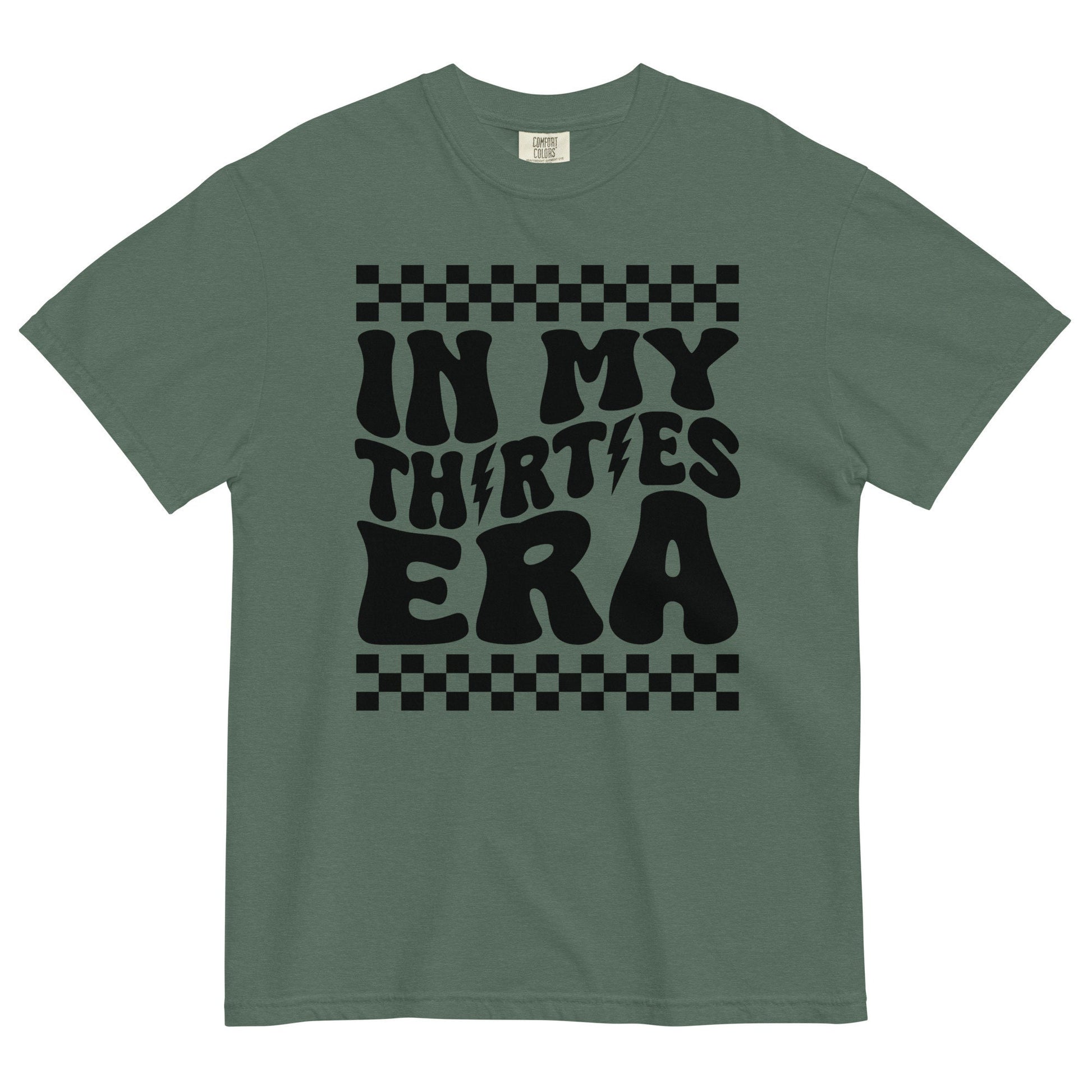 In My Thirties Era Comfort Colors 30th Birthday 1993 1994 Gifts for Her Girl Retro Checkerboard Lightning Bolt Trendy Tee Funny Tshirt