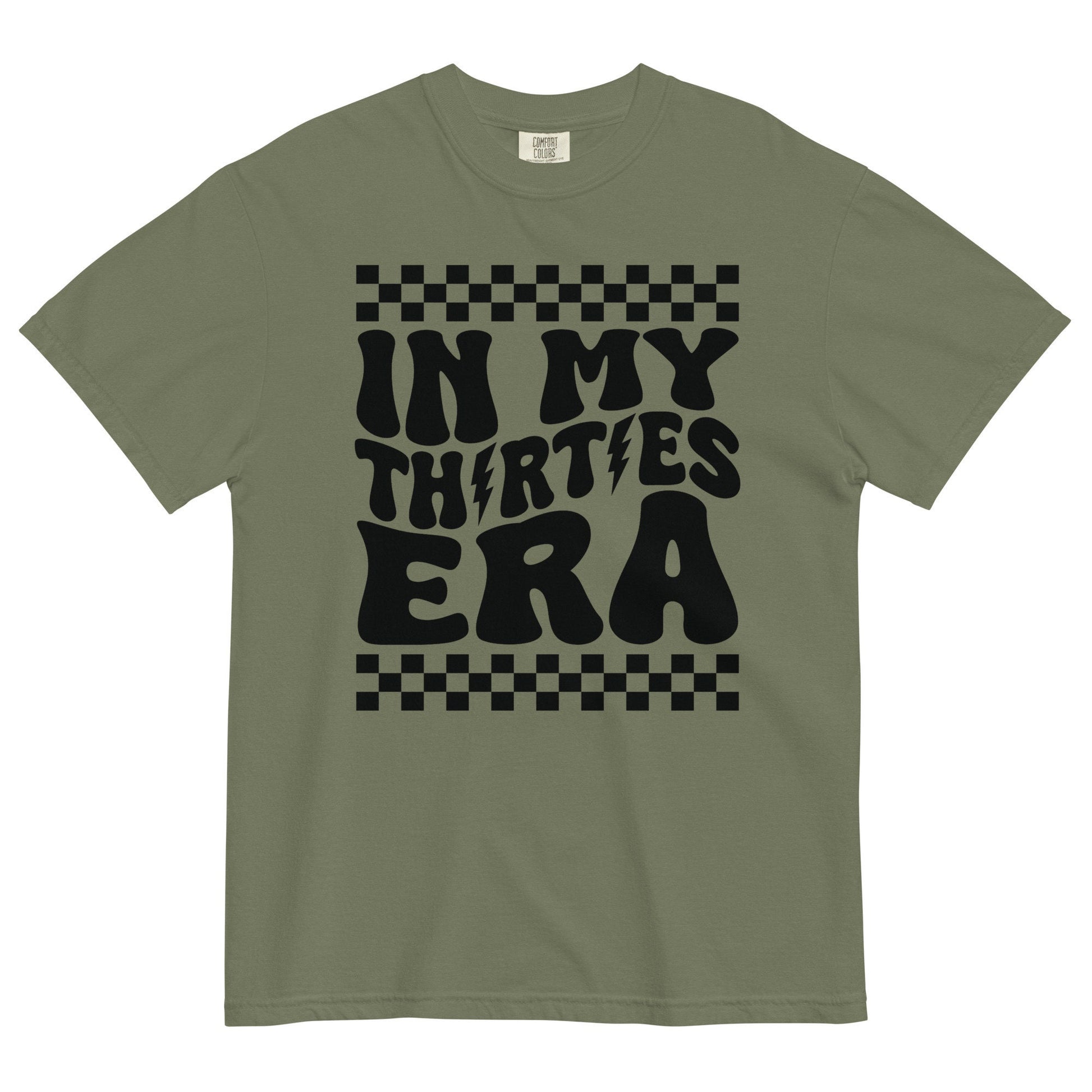In My Thirties Era Comfort Colors 30th Birthday 1993 1994 Gifts for Her Girl Retro Checkerboard Lightning Bolt Trendy Tee Funny Tshirt