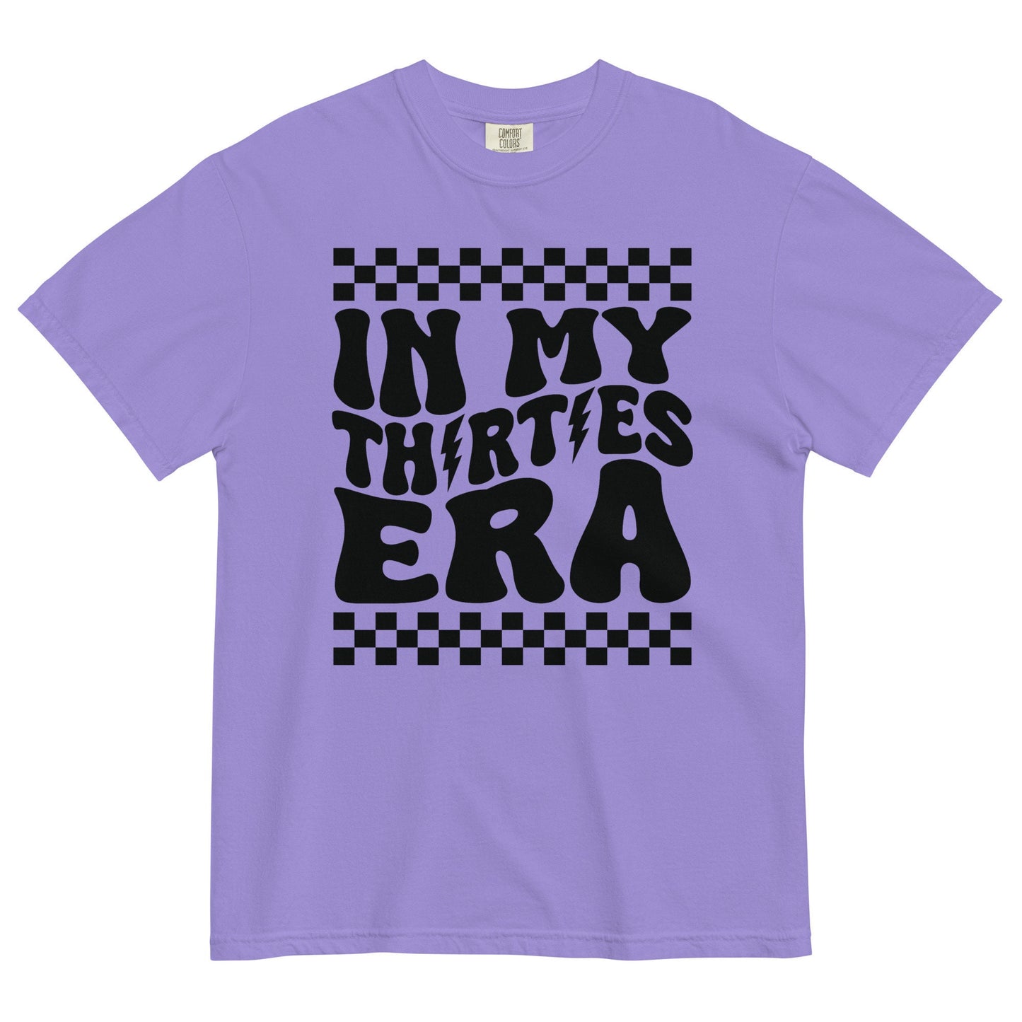In My Thirties Era Comfort Colors 30th Birthday 1993 1994 Gifts for Her Girl Retro Checkerboard Lightning Bolt Trendy Tee Funny Tshirt