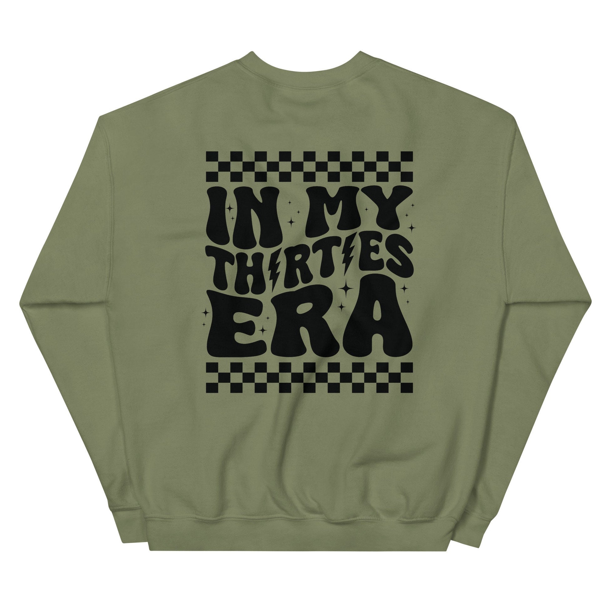 In My Thirties Era Gildan Crewneck 30th Birthday Pocket Print 1993 Girl Retro Checkerboard Lightning Bolt Trendy Tee Funny Tshirt