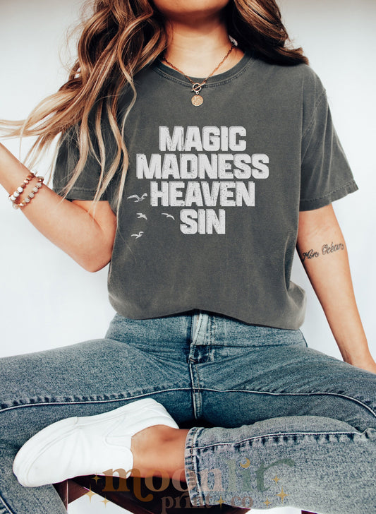 Magic Madness Heaven Sin Vintage Print Comfort Colors Swiftie Eras Gift For Her Seagulls 1989 Funny Tee Tshirt Tswift Swiftmas