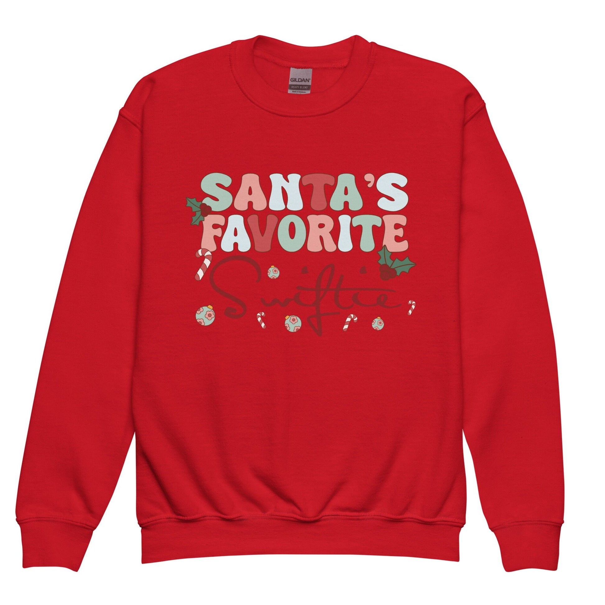 Santa&#39;s Favorite Swiftie Merry Swiftmas Friendship Bracelet Tswift Youth Gildan Crewneck  Gift For Swiftie Funny Tee Merry Christmas