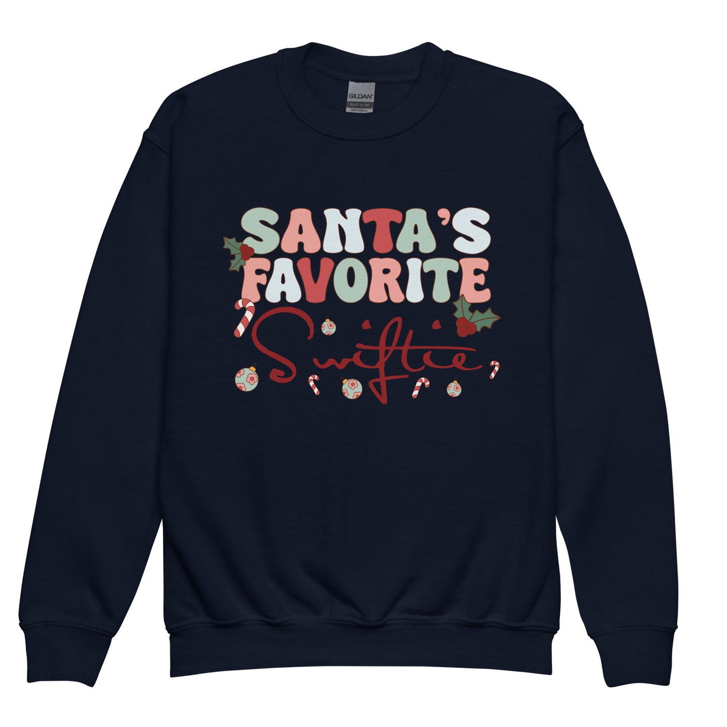 Santa&#39;s Favorite Swiftie Merry Swiftmas Friendship Bracelet Tswift Youth Gildan Crewneck  Gift For Swiftie Funny Tee Merry Christmas