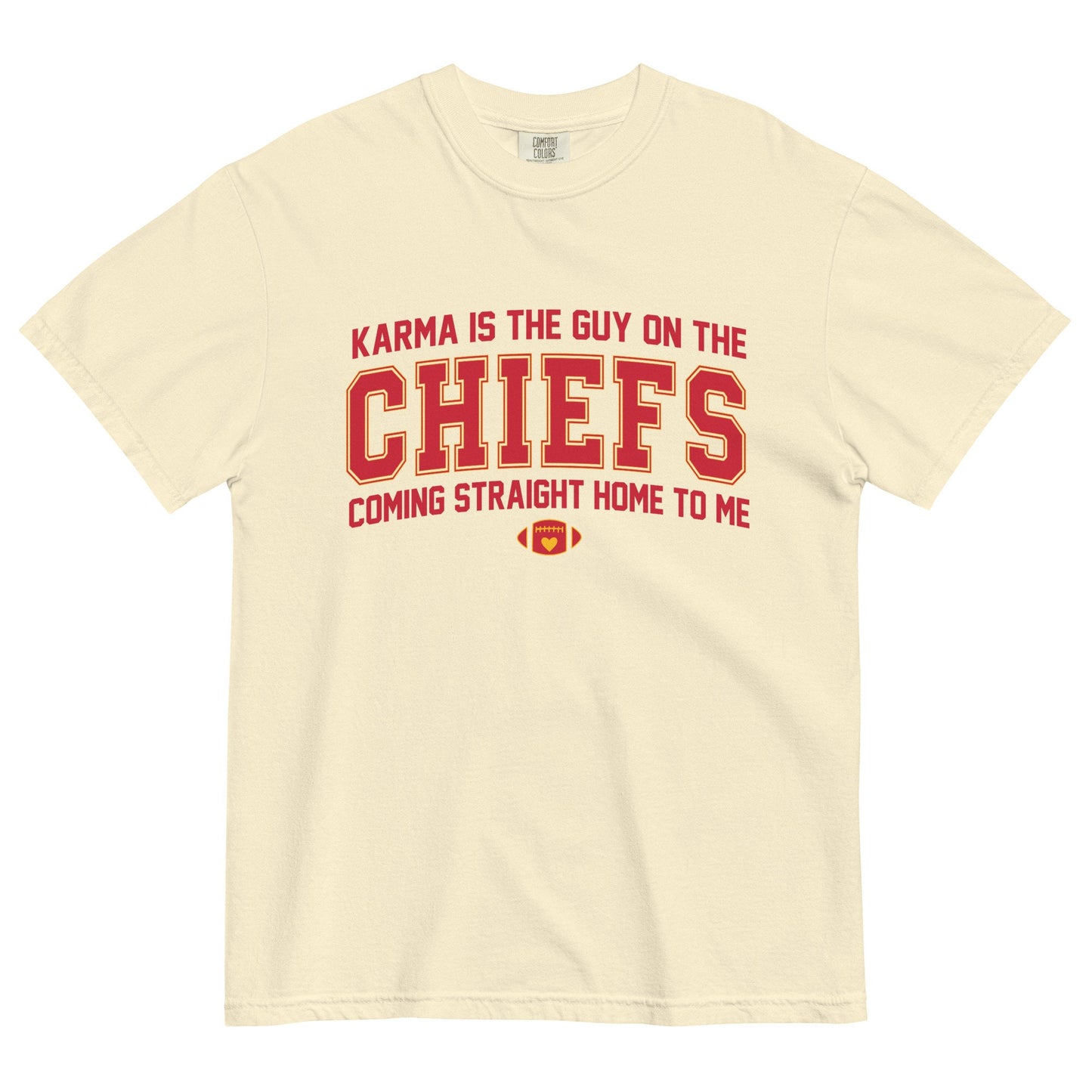 Karma Is The Guy On The Chiefs Comfort Colors Game Day Tee Football Tswift Swiftmas Merry Swiftmas Funny Tee Funny Tshirt