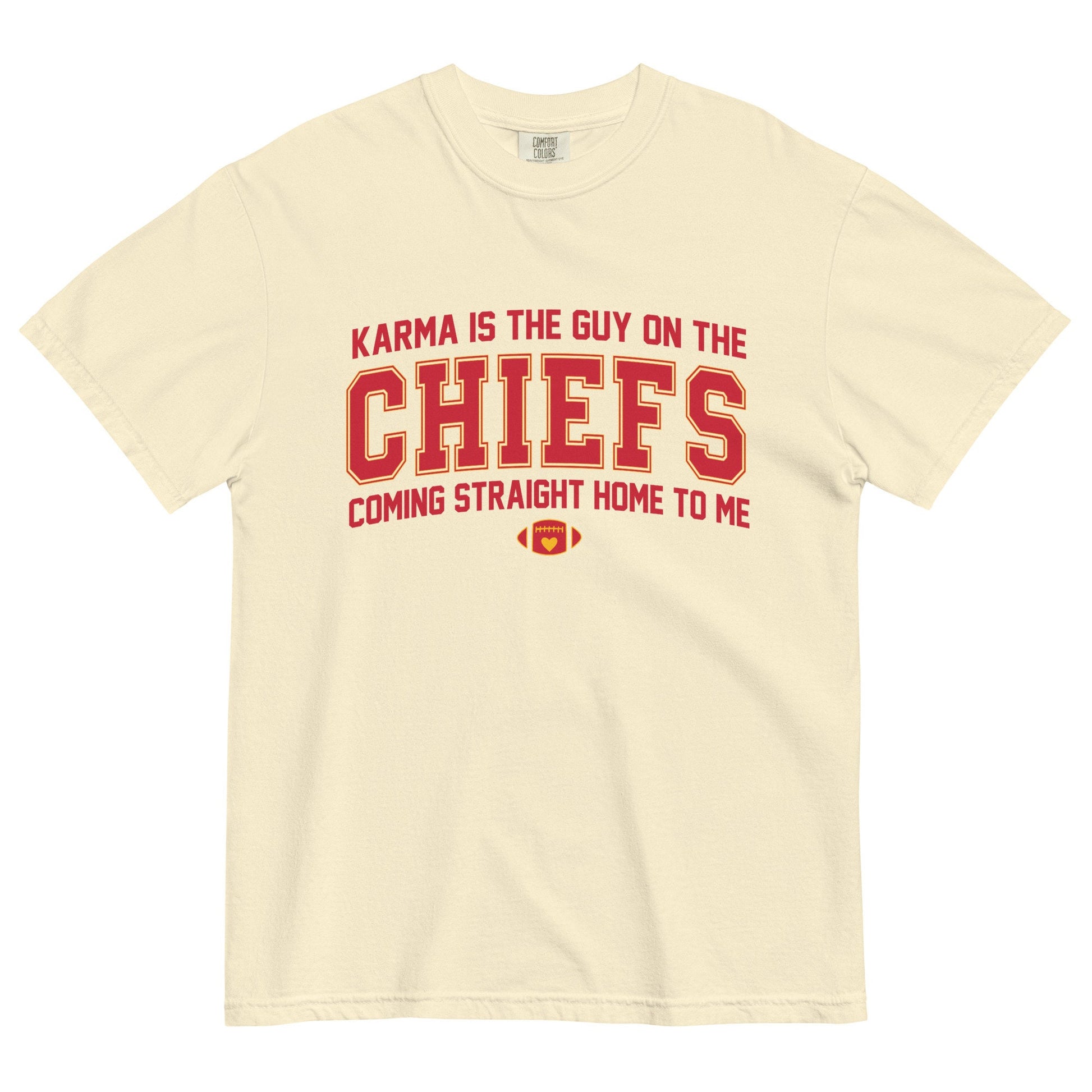 Karma Is The Guy On The Chiefs Comfort Colors Game Day Tee Football Tswift Swiftmas Merry Swiftmas Funny Tee Funny Tshirt
