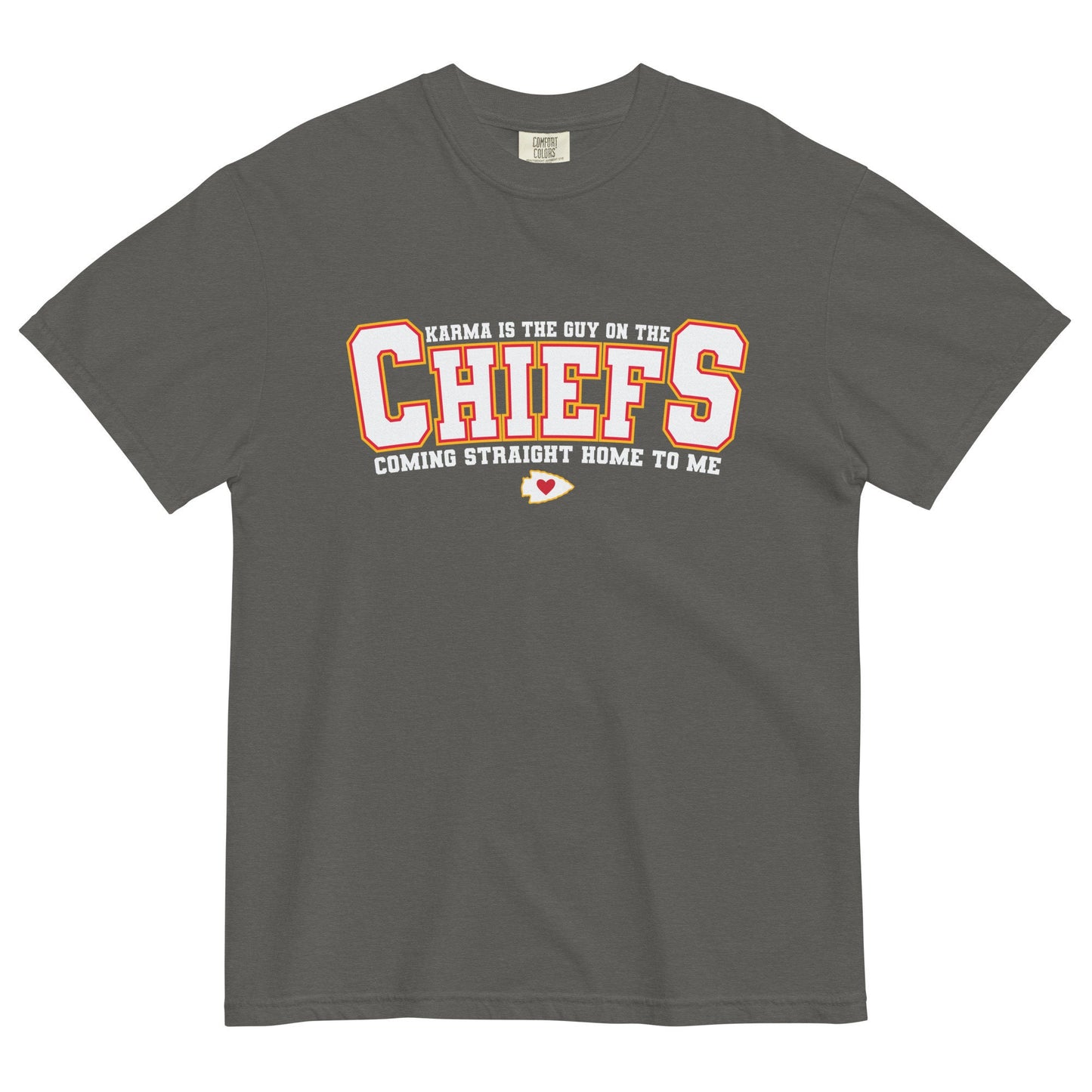 Karma Is The Guy On The Chiefs Comfort Colors Game Day Tee Football Tswift Swiftmas Merry Swiftmas Funny Tee Funny Tshirt Arrowhead