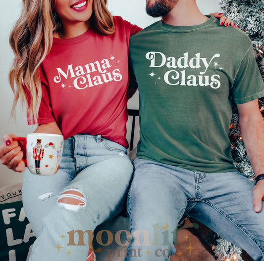 Mama Claus Comfort Colors Christmas Family Shirt Funny Tee Mom Tshirt Holidays Funny Tshirt Couples Holiday Shirt Matching His and Hers