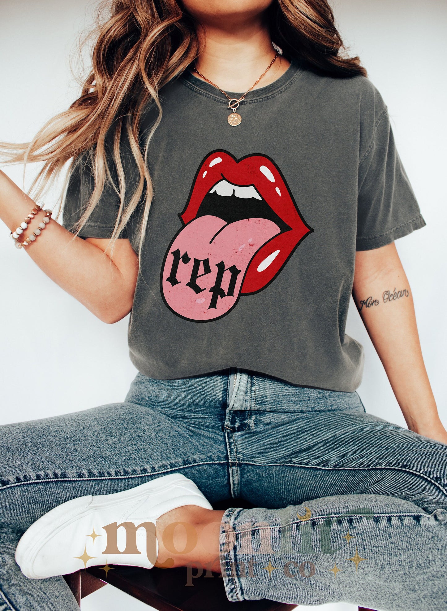 Red Lips Tongue Rep Tee Reputation Merch Reputation Tshirt Comfort Colors Oversized Trendy Tee Swiftie Swiftmas Gift Tswift Rep Era