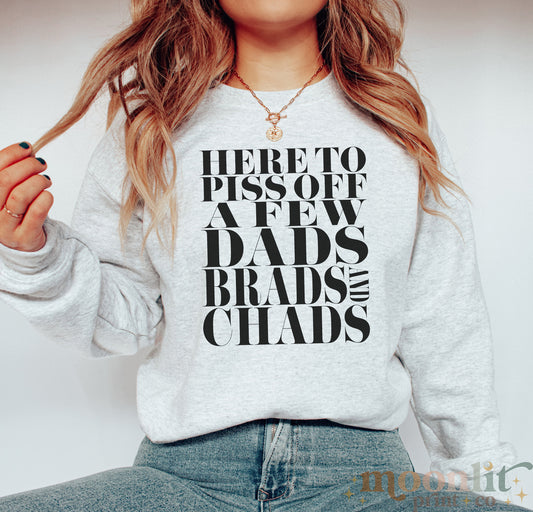 Dads, Brads, and Chads Gildan Crewneck Funny Meme Sweatshirt Swiftie Tswift Sweater Merry Swiftmas Funny Gift For Her Funny Tshirt