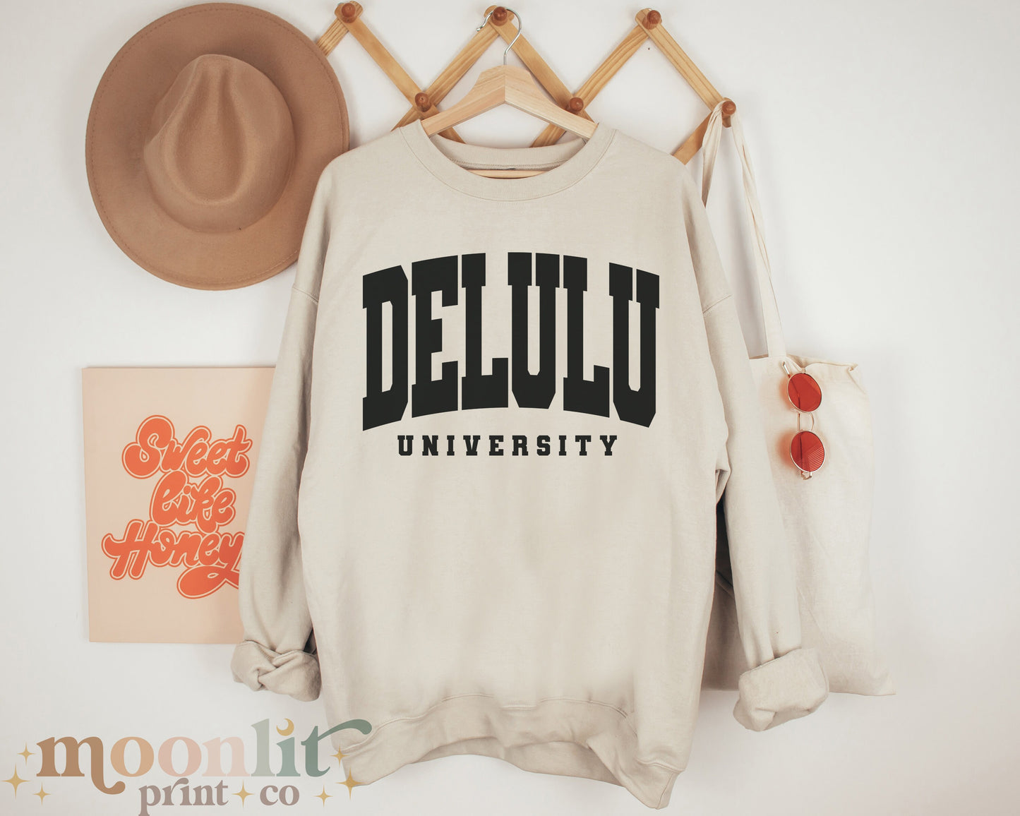 Delulu Sweatshirt Funny Sweatshirt Varsity Letter Collegiate Trendy Shirt Meme Shirt Delulu Is The Solulu Trending Meme Crewneck Gen Z