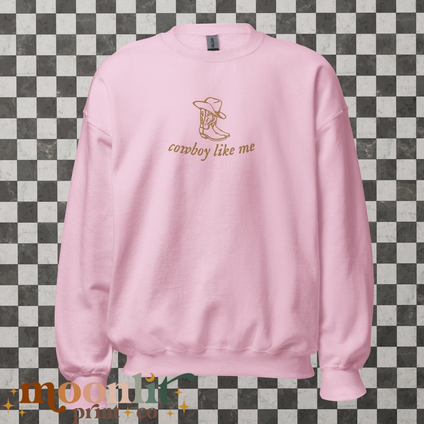 Cowboy Like Me Embroidered Gildan Crewneck