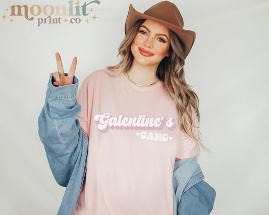 Galentine's Gang Tee Comfort Colors Valentine's Day Gift For Her Bestie Gift Best Friend Galentines Day Retro Galentines Gang Gift Valentine