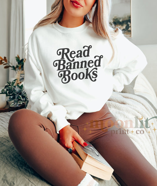 Read Banned Books Gildan Crewneck Bookish Sweatshirt Gift For Book Lover Reading Sweatshirt Gift For Reader Book Club Shirt Book Sweatshirt