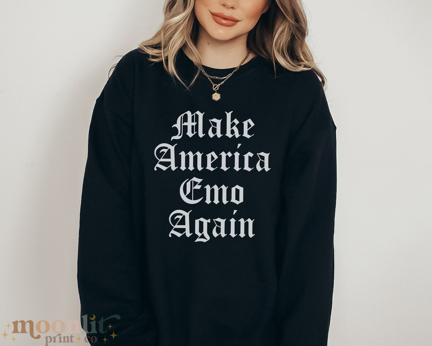 Make America Emo Again Funny Crewneck Election Sweater Western Gothic Sweatshirt Meme Election Shirt Emo's Not Dead Scene Girl Sweatshirt