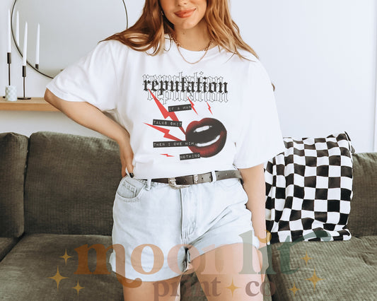 If A Man Talks Shit Reputation Shirt Red Lip Newspaper Vintage Print Comfort Colors Tee Reputation Album Tee Feminist Shirt Feminism Shirt