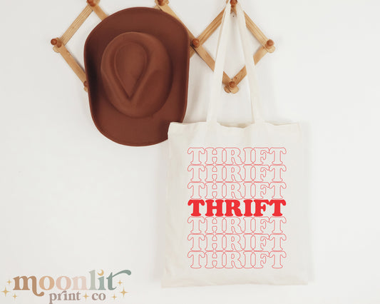 Thrift Thank You Style Canvas Tote Bag Funny Tote Bag Gift For Her Reusable Tote Bag Trendy Graphic Tote Shop Small Tote Bag Thrifting Tote