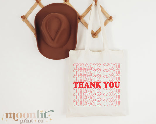 Classic Thank You Style Canvas Tote Bag