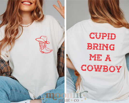 Cupid Bring Me A Cowboy Western Graphic Cowgirl Valentine Shirt I Love Cowboys Trendy Western Valentine Western Cupid Cowboy Galentines