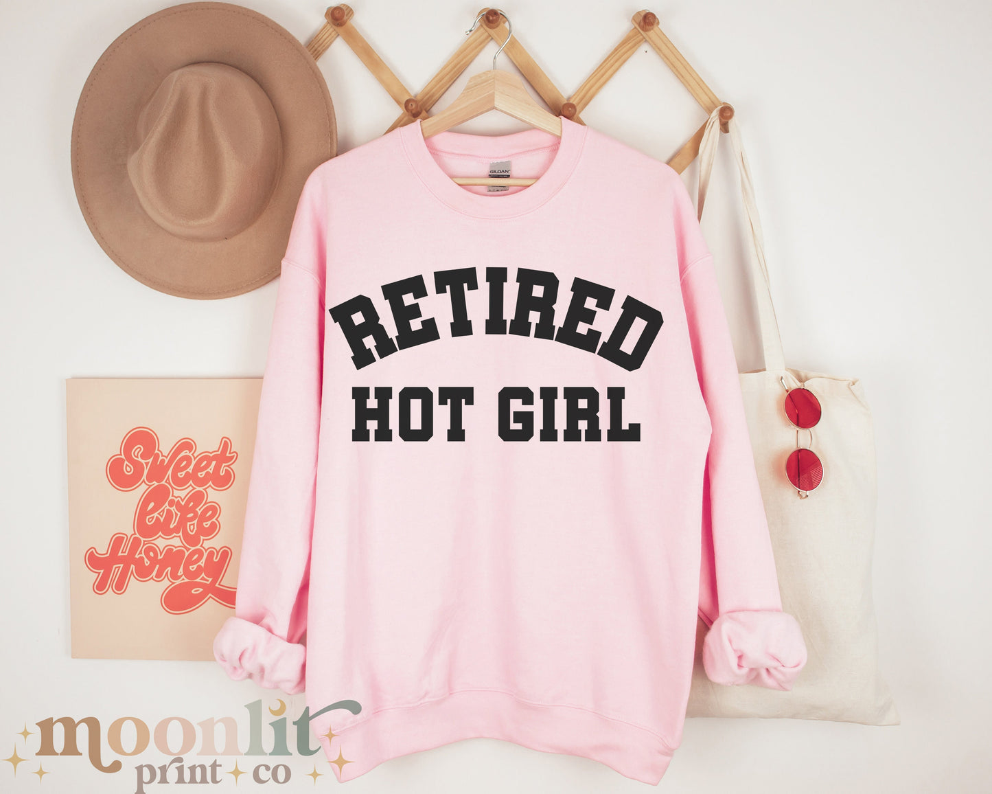 Retired Hot Girl Gift For Mom Mother's Day Sweatshirt Funny Mom Shirt Gildan Crewneck Varsity Letter Trendy Sweatshirt For Mom Comfy Shirt