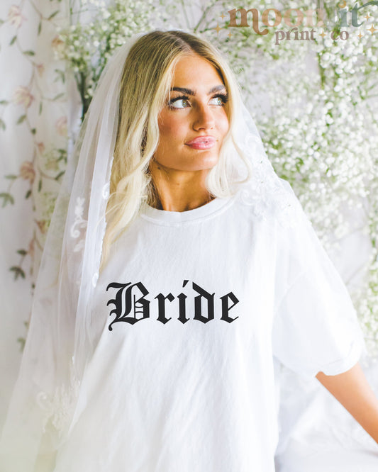 Goth Bride Western Gothic Bride Comfort Colors Oversized Bridal Party Shirt Matching Bachelorette Shirts Bride To Be Bride Babe Bach Bash