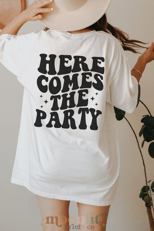 Here Comes The Bride Party Bridal Party Retro Wavy Groovy Bachelorette Outfit 70s Themed Wedding Groovy Wedding Retro Bachelorette Shirts