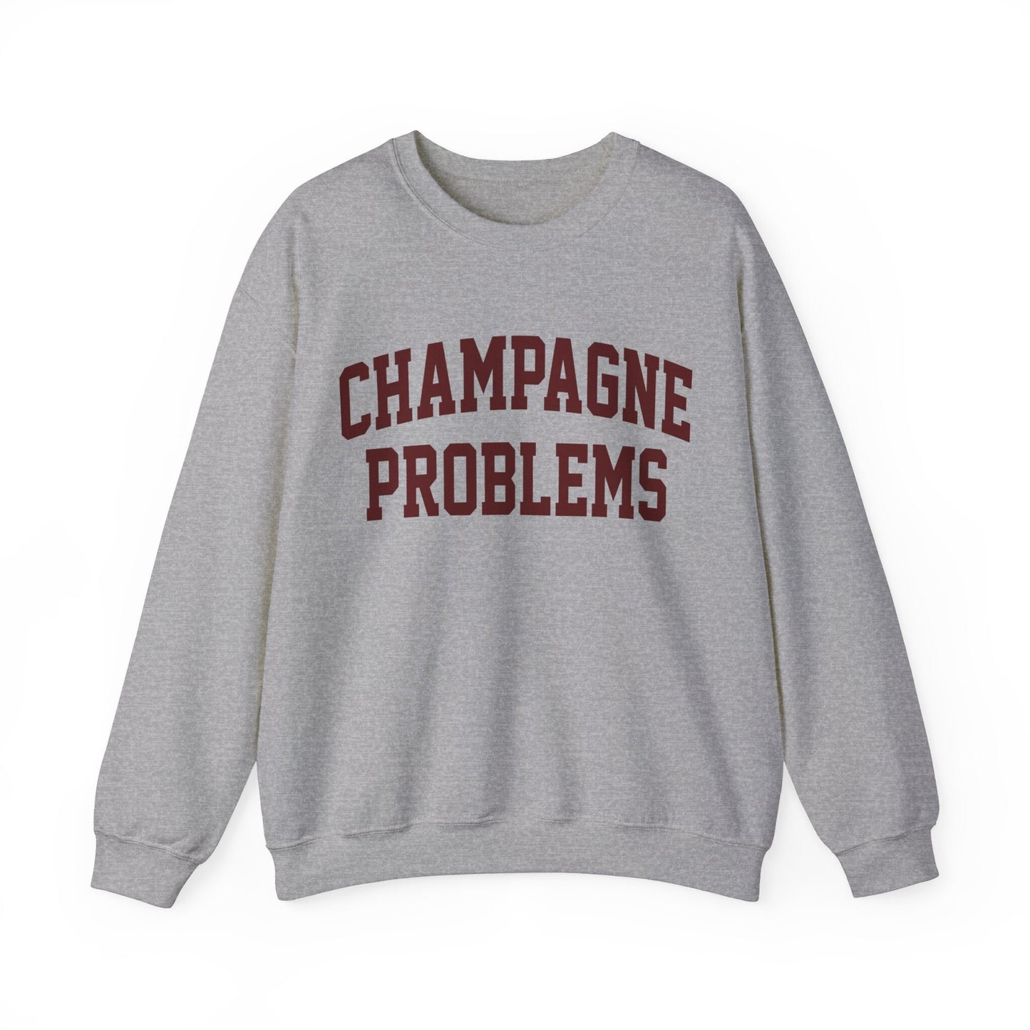 Champagne Problems Gildan Crewneck Swiftie Shirt Varsity Letter Trendy Shirt Gift For Her Tswift Eras College Letter Tswift Fangirl Maroon