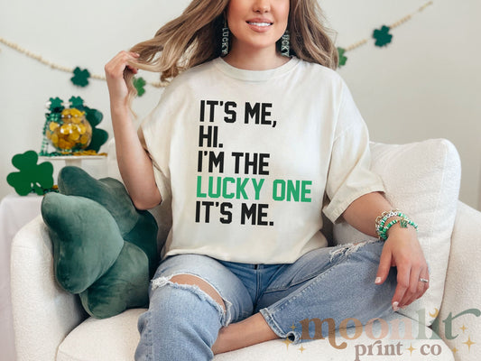 Its Me Hi Im The Lucky One Its Me Comfort Colors Swiftie St Patrick's Day For Swiftie St Paddys Day Shirt Tswift St Patricks Day Fangirl Tee