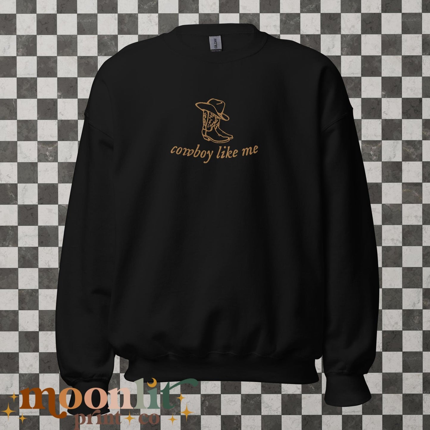 Cowboy Like Me Embroidered Gildan Crewneck