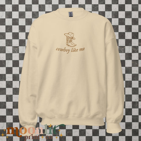 Cowboy Like Me Embroidered Gildan Crewneck