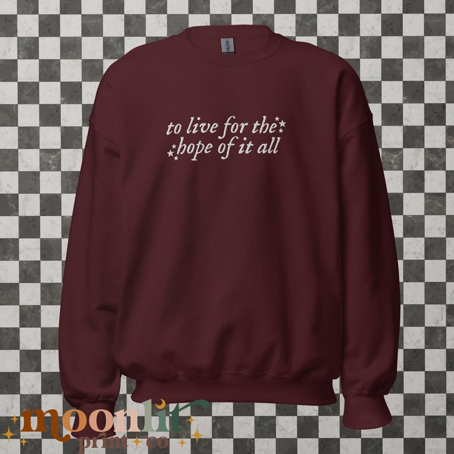 To Live For The Hope Of It All EMBROIDERED Gildan Crewneck Swiftie Sweatshirt Gift For Swiftie Folklore Evermore