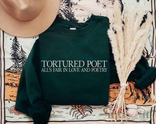 Tortured Poet Gildan Crewneck Swiftie Gift Swiftie Fangirl Album Shirt TSwift Fan Shirt New Album Swift Shirt Alls Fair In Love And Poetry