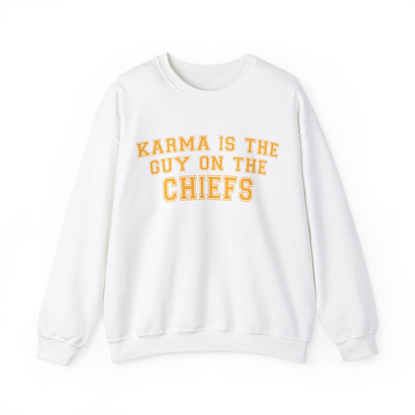 Karma Is The Guy On The Chiefs Gildan Crewneck Game Day Sweatshirt Football Tswift Swiftmas Swiftie Shirt Swift Kelce Shirt Swiftie Gift