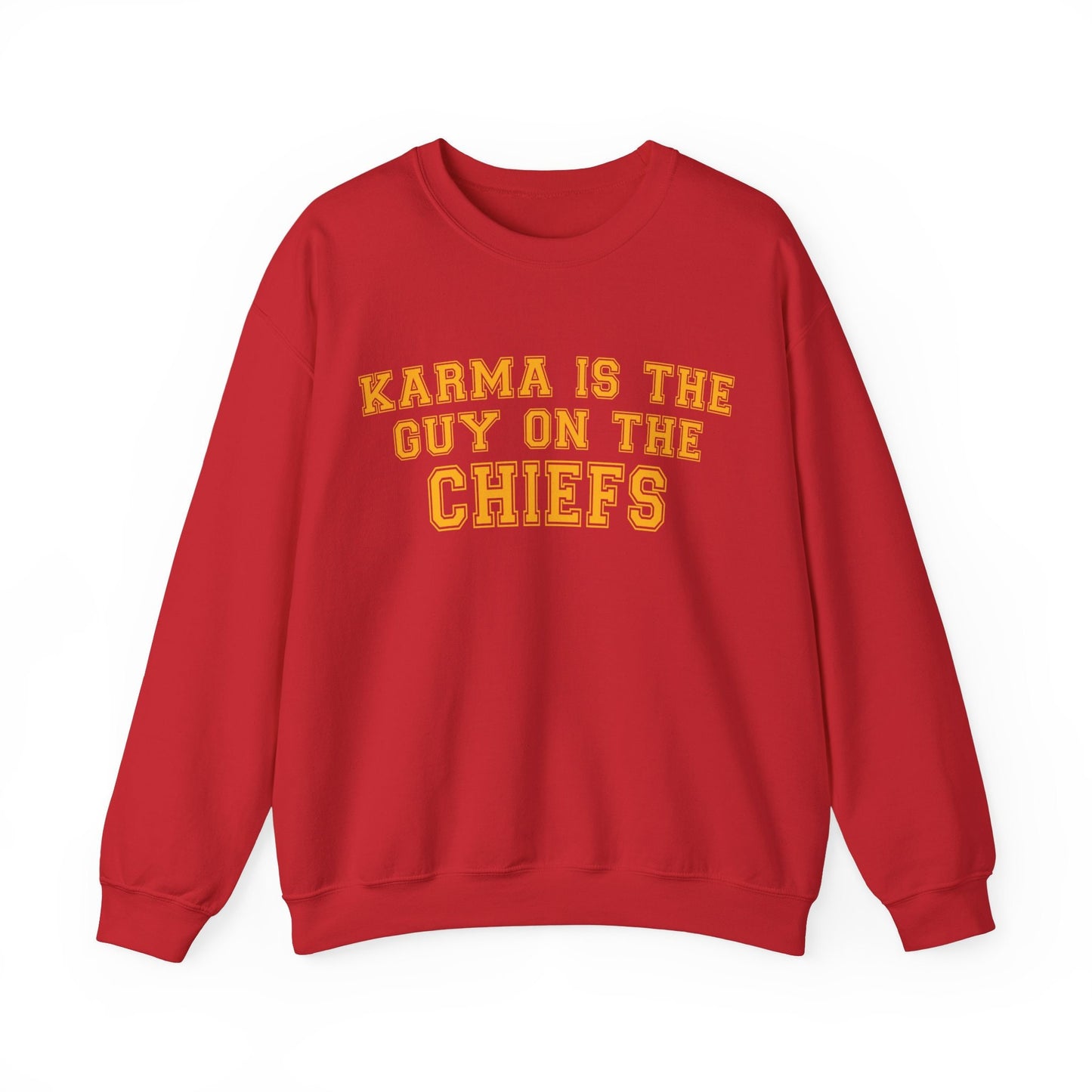 Karma Is The Guy On The Chiefs Gildan Crewneck Game Day Sweatshirt Football Tswift Swiftmas Swiftie Shirt Swift Kelce Shirt Swiftie Gift