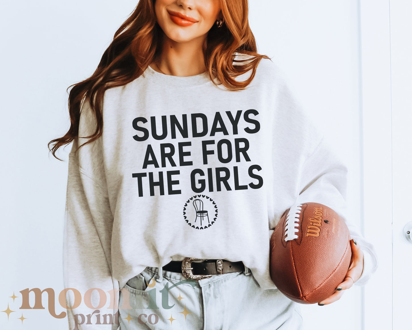 Sundays Are For The Girls Gildan Crewneck Funny Swiftie Vigilante Shit Chair Football Sports Game Day Shirt Gift For Swiftie Tswift Fangirl