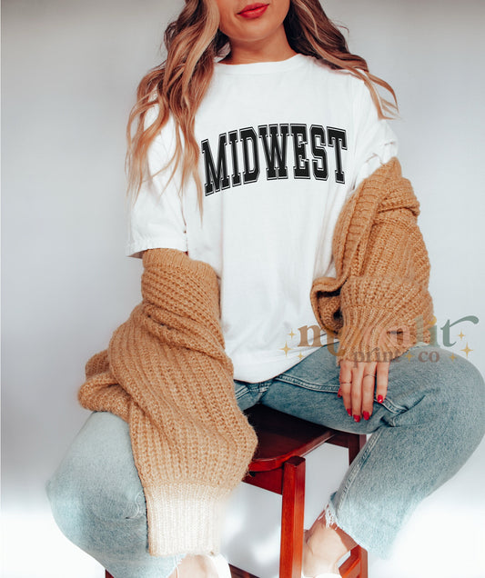 Midwest Varsity Letter, Comfort Colors Tee, Midwest Shirt, Vintage Retro Shirt, Trendy Shirt, Oversized Tee, Midwest Emo Music, Midwestern