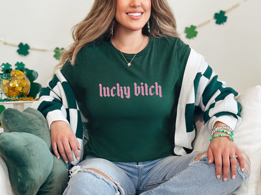 Lucky Bitch Bella Canvas St Patrick's Day Shirt Lucky Girl Shirt Sweatshirt For St Paddy's Shenanigans Shirt Funny St Patrick's Shirt Lucky